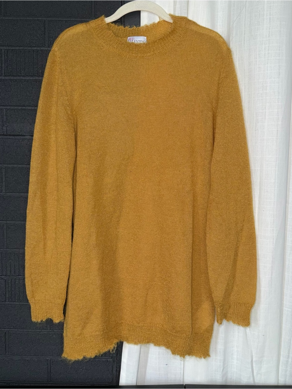 Red Valentino Women’s Sweater Small Mohair Wool Blend Raw Hem Oversized Pullover